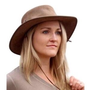 Rufiji Explorer Leather Safari Hat Womens S/M Driftwood Brown Outdoor Expedition